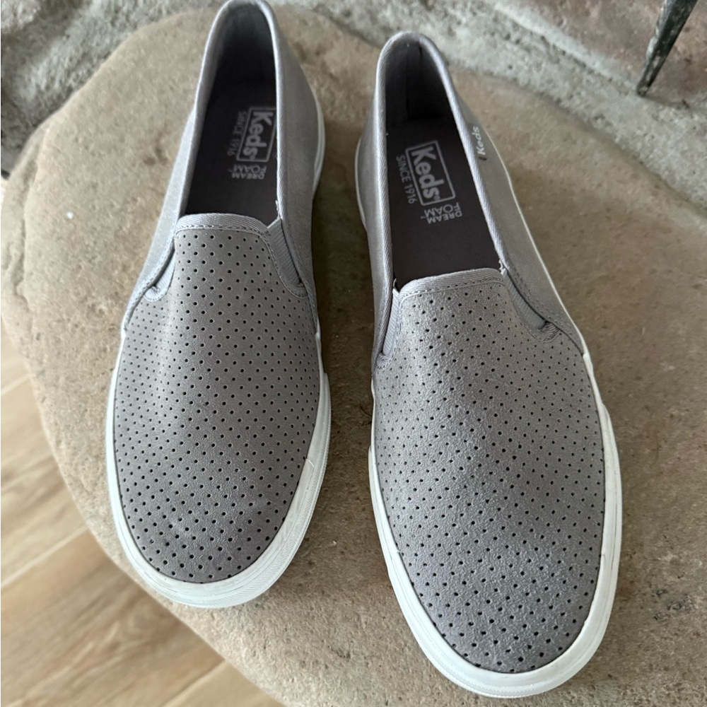 Keds Gray Perforated Slip-On Loafers